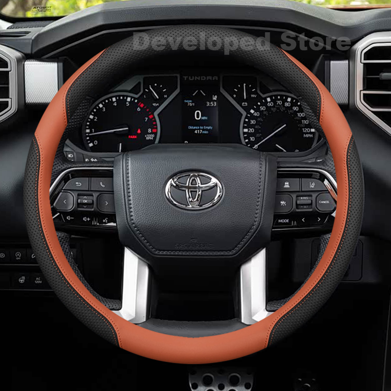 Car Steering Wheel Cover Anti Slip Breathable - 39cm Leather Car Steering Wheel Cover