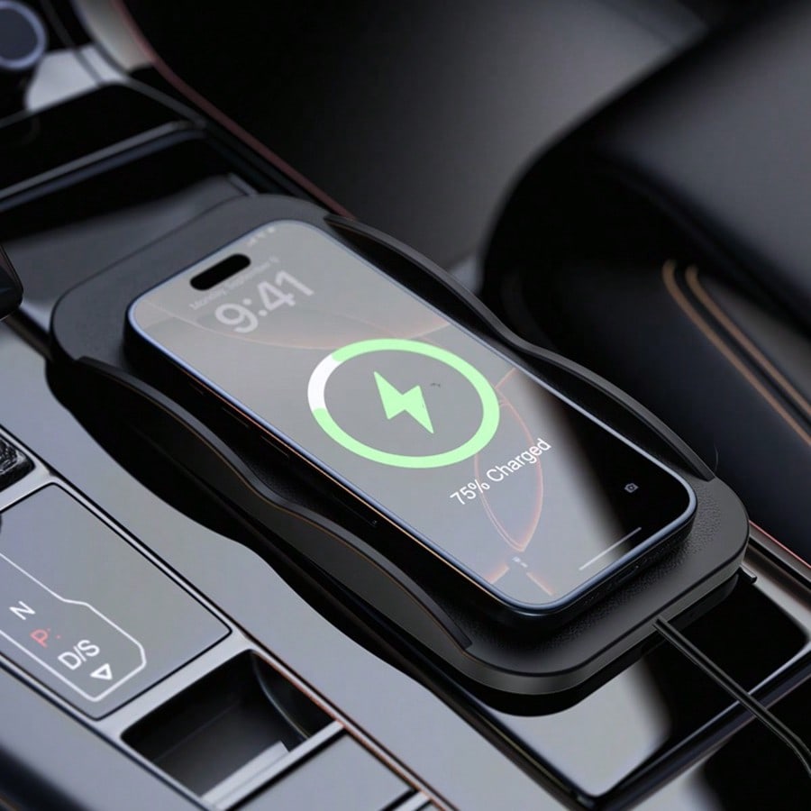 Wireless Car Charger Mount Fast Charging - Tafdiur 1-Piece Silicone Square Design USB