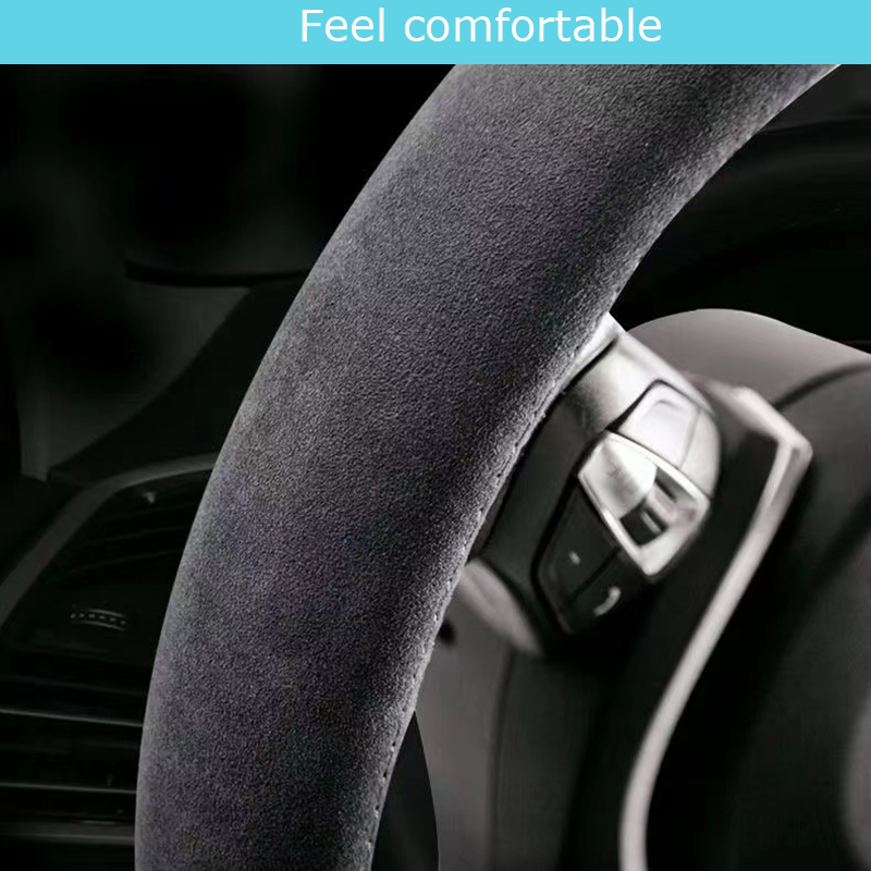 Custom Hand-stitched Black Sue - Car Steering Wheel Cover Anti Slip Breathable review and price