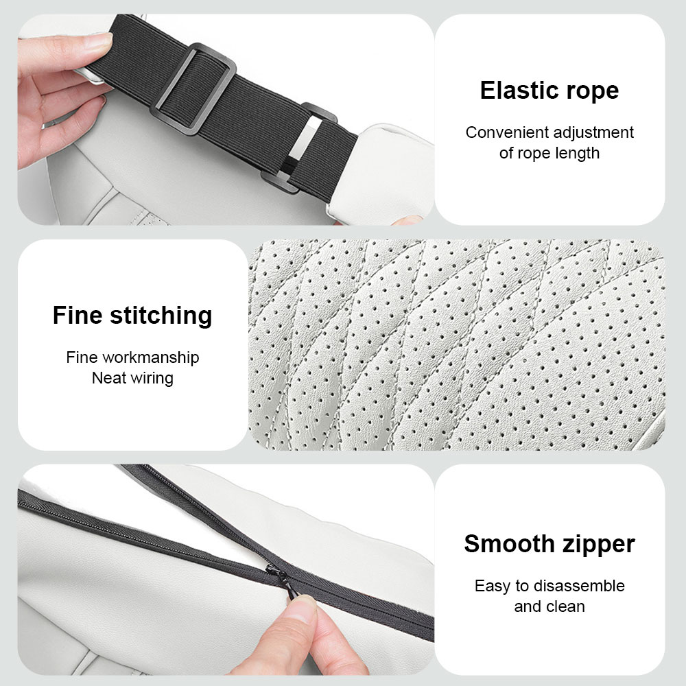 Breathable Leather Car Headres - Memory Foam Car Neck Pillow Lumbar Support review and price